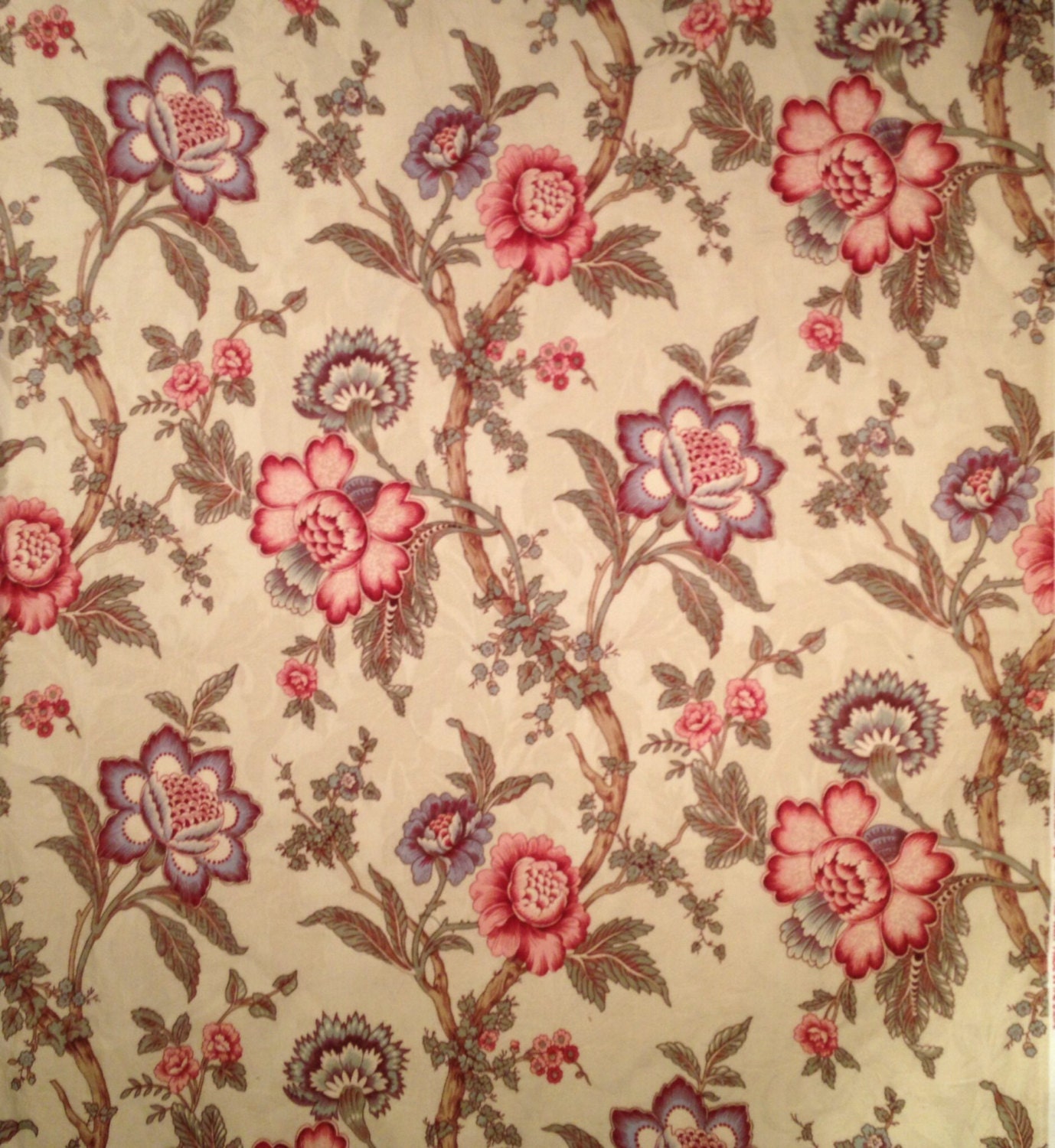 Classic Waverly Home Decor Floral on Cream Fabric-By-The-Yard