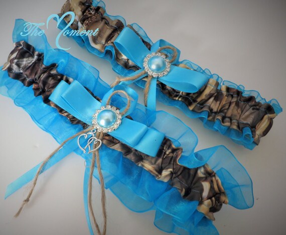 Realtree Max 4 Garter Set With Turquoise Camo By Themomentwedding 2805