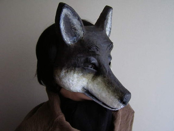 Masquerade mask Wolf mask Paper mache mask Wolf by EpicFantasy