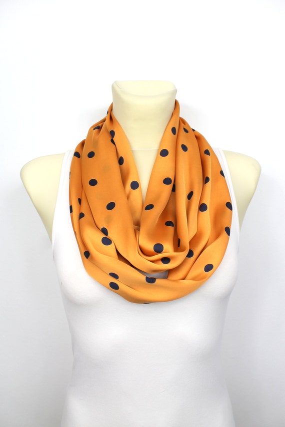 Polka Dot Scarves - Womens Circle Scarf - Polka Dot Infinity - Satin Circle Scarf - Printed Scarves - Fashion Circle Scarf - Gift for Women