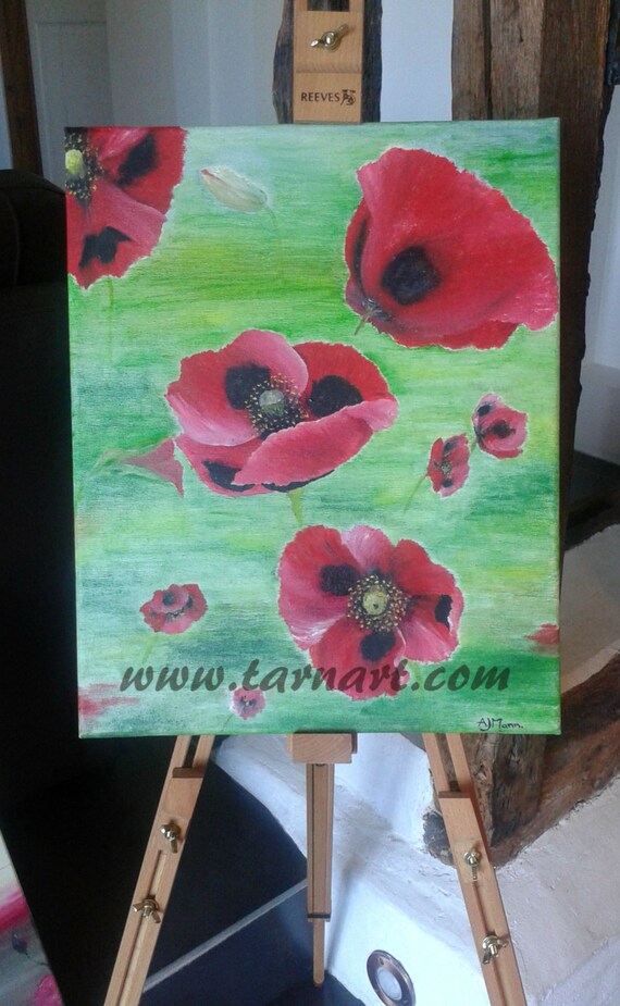 Items similar to Red poppies wall art, floral artwork, garden flowers