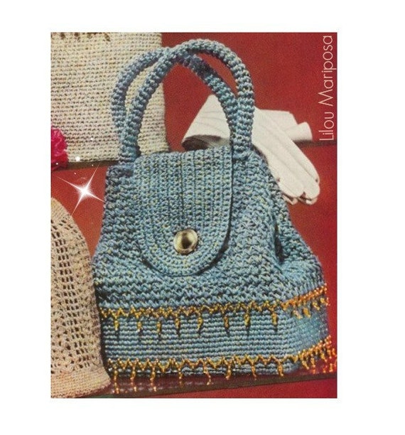 Crochet Pattern Vintage 50s Sparkling Sailor Crochet Handbag