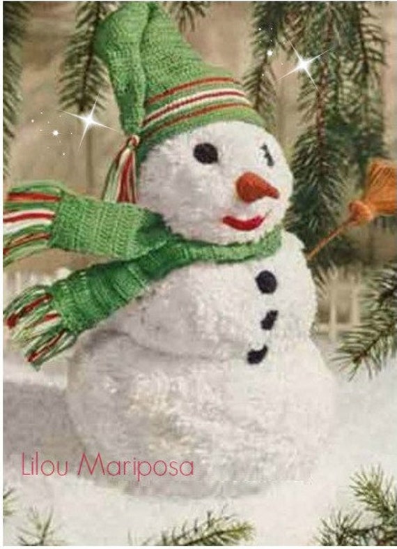 Crochet SNOWMAN Pattern Vintage  50s Christmas  Crochet