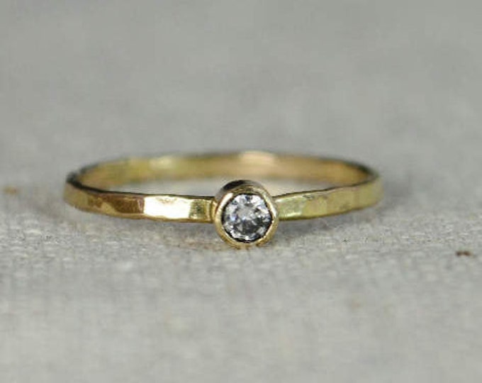 Classic 14k Gold Filled CZ Diamond Ring, Gold solitaire, solitaire ring, 14k gold filled, April Birthstone, Mothers Ring, gold band, yellow