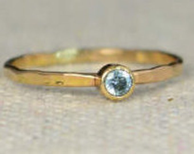 Classic 14k Gold Filled Aquamarine Ring, Gold Solitaire, Solitaire Ring, 14k Gold Filled, March Birthstone, Mothers Ring, Gold Band, Yellow