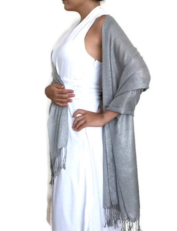 silver formal shawl