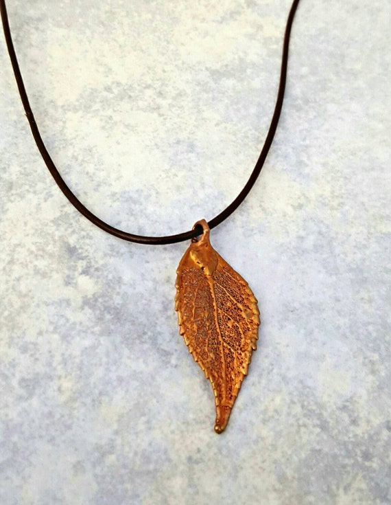 Copper leaf on leather cord copper plated by AngelaWilbernJewelry