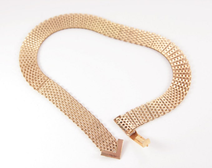 Mesh Gold Necklace Collar Chocker for Office Belt Like Trending Modern Chic Babe Career Jewelry