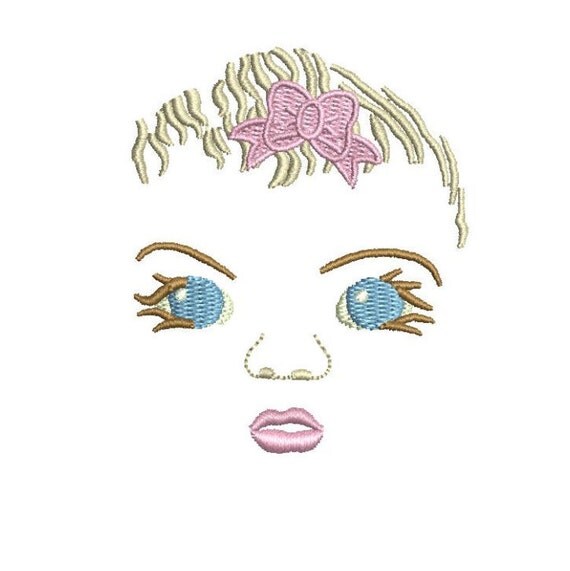 Baby Girl Doll face embroidery pattern 2 sizes Machine
