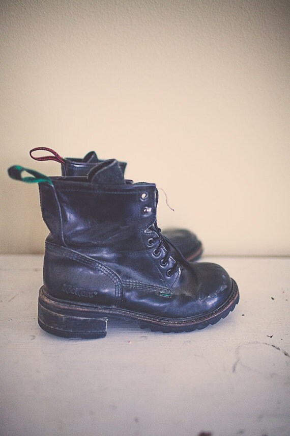 90's Leather Kickers Combat Boots Size women's by 7CitiesVintage