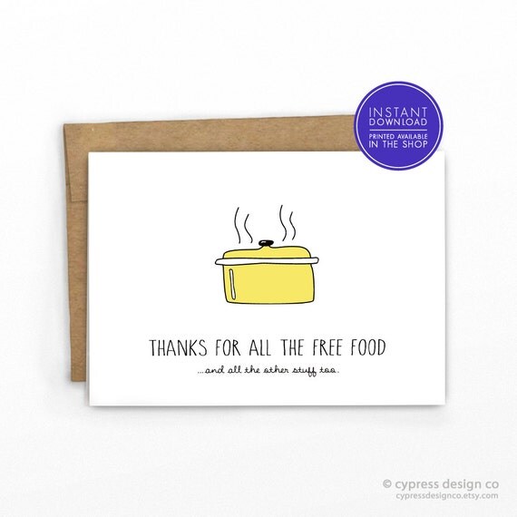 Funny Thank You Card INSTANT PRINTABLE Thanks by CypressDesignCo