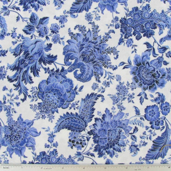 porcelain-paisley-blue-white-fabric-by-the-yard-floral-silver-metallic-northcott-quest-for-a