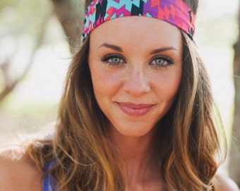 Colorful Aztec | Fitness Headband | Yoga Headband | Workout Headband | Wide Headband | Running Headband | Crossfit | Buy Any 4, Get 1 Free!