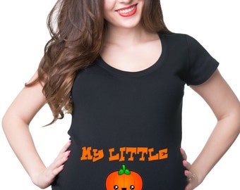 My Little Pumpkin Halloween Pregnancy T-shirt Halloween Maternity top costume T-shirt Halloween Pregnancy Costume Tee