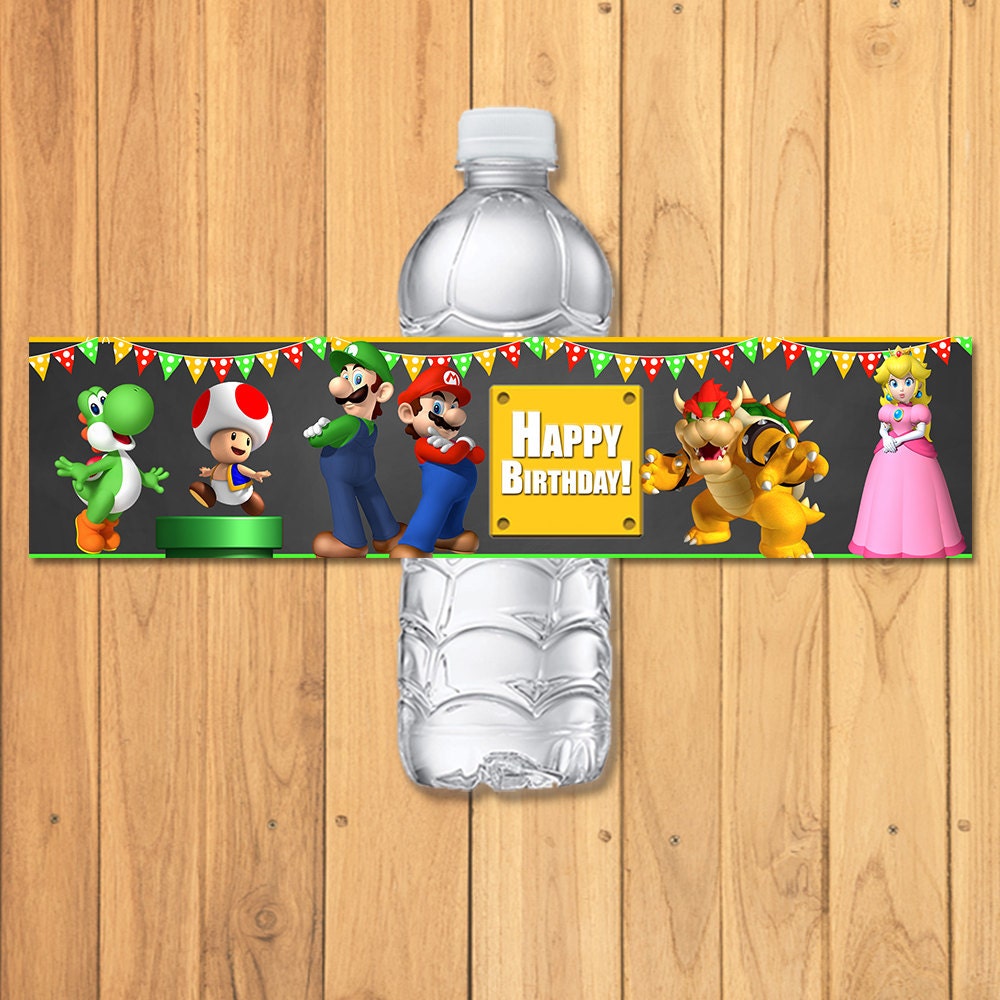 Super Mario Brothers Drink Label Chalkboard Super Mario