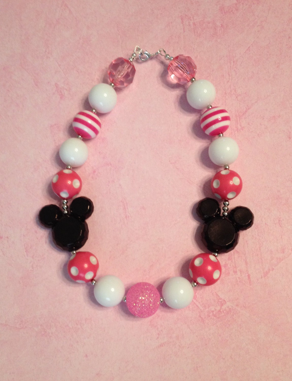 Chunky Bubblegum Pink Minnie Mouse Girls Necklace Toddler