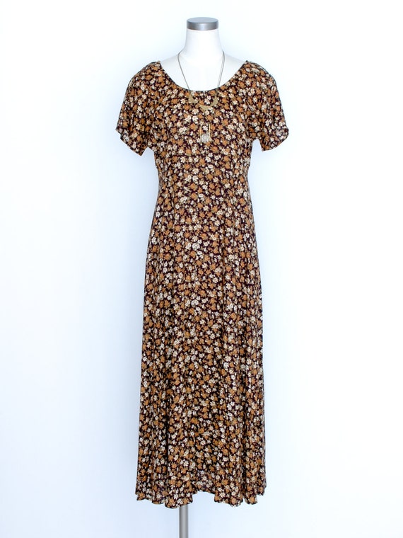 Vintage Contempo Casuals Floral Rayon Midi/Maxi Dress