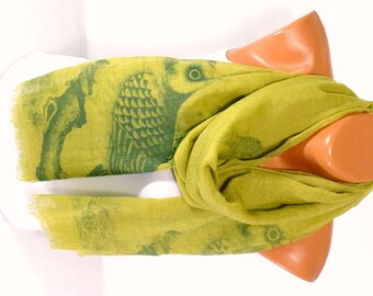 Scarf, Shawl, Scarves, Owl Scarf, Owl Printed Scarf, Owl Painted shawl, Womens Fashion Accessories, Lightwiegt Summer Scarf, Gifts for her