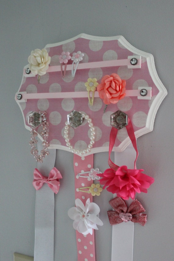 Baby girl hair bow holder pink hair bow organizer by WinsomeWalls