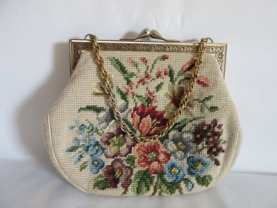 1950s Maud Hundley Needlepoint handbag by At61VintageStreet