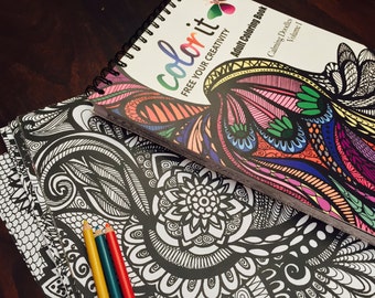 50 Original Doodles To Color - Calming Doodles Volume 1 by ColorIt - Adult Coloring Book -Hardback, Spiral Binding, Blotter, Acid Free Paper