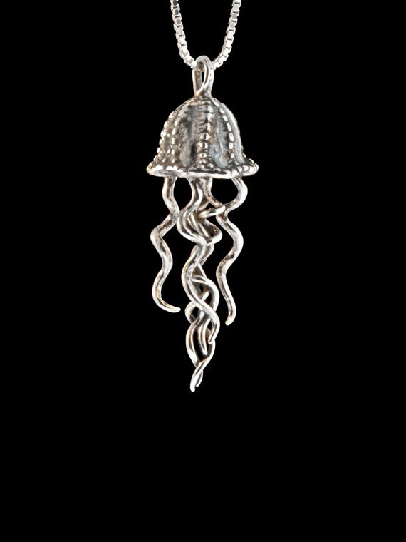 Jellyfish Necklace Silver Jellyfish Charm Jellyfish Pendant