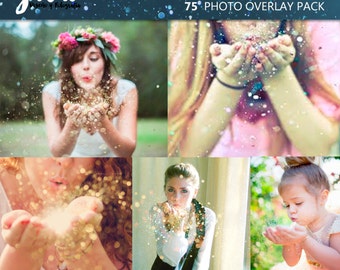 GLITTER BLOWING Photoshop Overlays 75 Pack, photoshop overlay, pixie dust, bokeh effect, glitter overlay,
