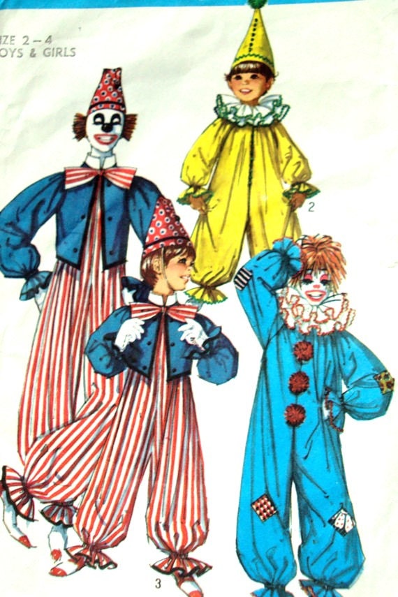 Clown Costume Vintage 70s sewing pattern Halloween outfit