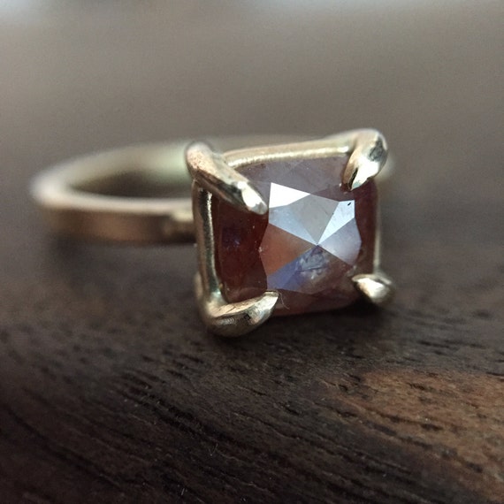 Items similar to Merlot Natural Cushion Rosecut Diamond Ring Basket