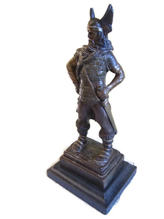 Vintage Bronze Statues Viking Warrior by Yesteryearessentials