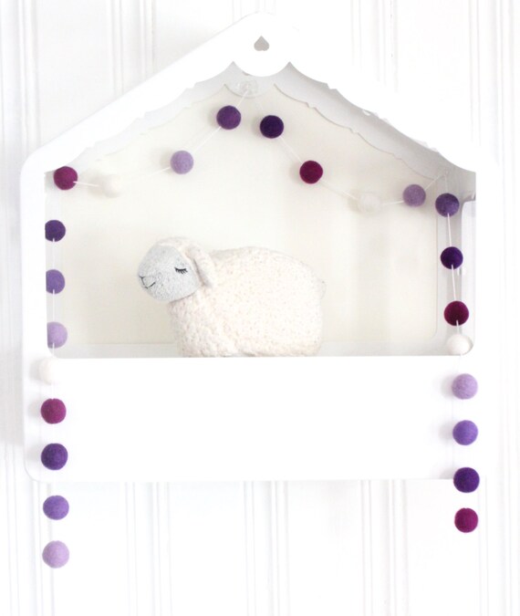 garland pom pom nursery Garland Garland  Girl & Pom Lavender Nursery Pom Lilacs Felt Baby