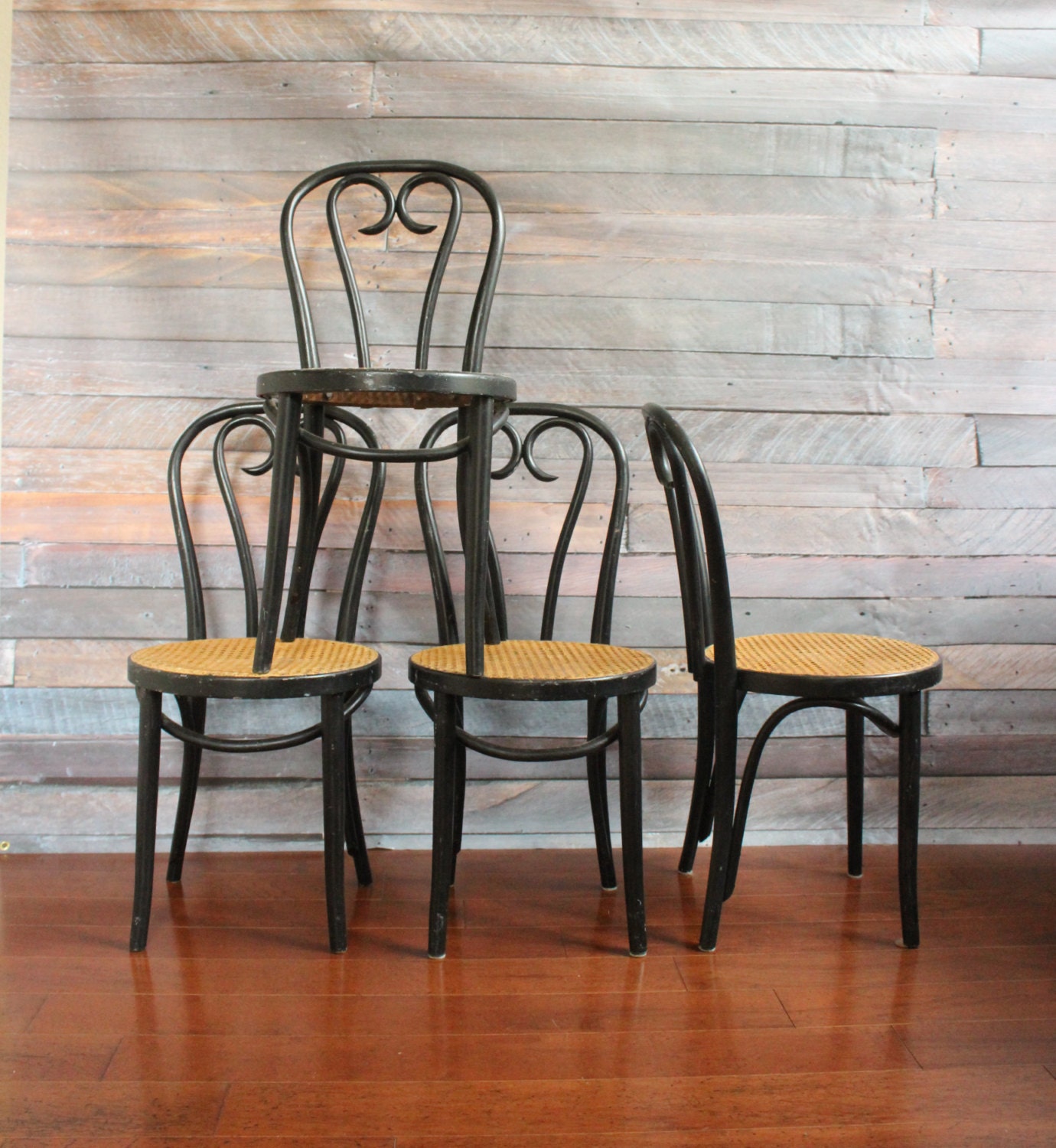 Genuine A16 Style Bentwood Cafe Chairs Heart Shaped Back Cane