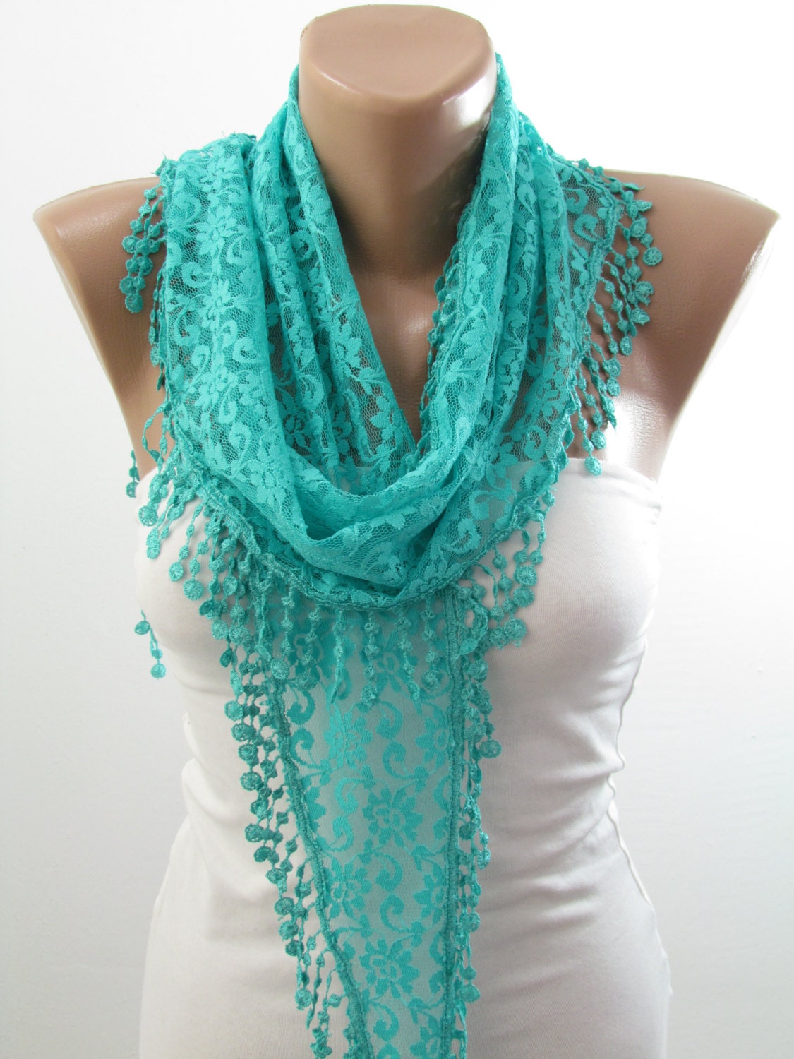 Valentines Gift For Her Mint Lace Scarf Green Bridal by