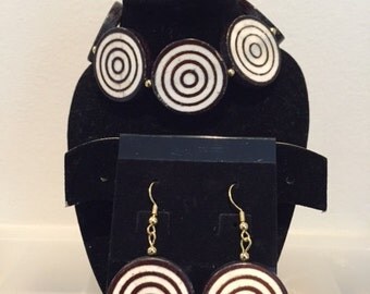 Adinkrahene Bracelet & Earring Set, Adinkra Symbol, Adinkra Jewelry, Adinkra Bracelet, Adinkra Earrings, African Jewelry Set