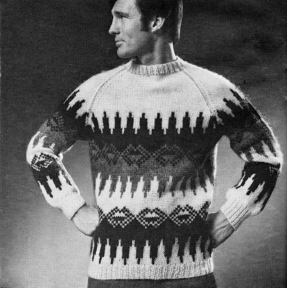 Icelandic Pullover Sweater Vintage Knitting Pattern Instant