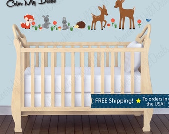 Fox Wall Decal, Nursery Wall Decal, Fox Decal, Woodland Wall Decal, Kids Decals Foxes Children Wall Decal (MINI Fox Deer Rabbit Stock)