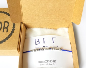Dash dot BFF bracelet - Morse code bracelet with hidden text BFF Best Friends Forever (available in 18 colours!)