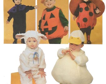 Infant costume pattern, size 1/2 to 4, Simplicity 4007, Halloween, witch, pumpkin, ladybug, lamb, duck, UNCUT or PREVIOUSLY CUT