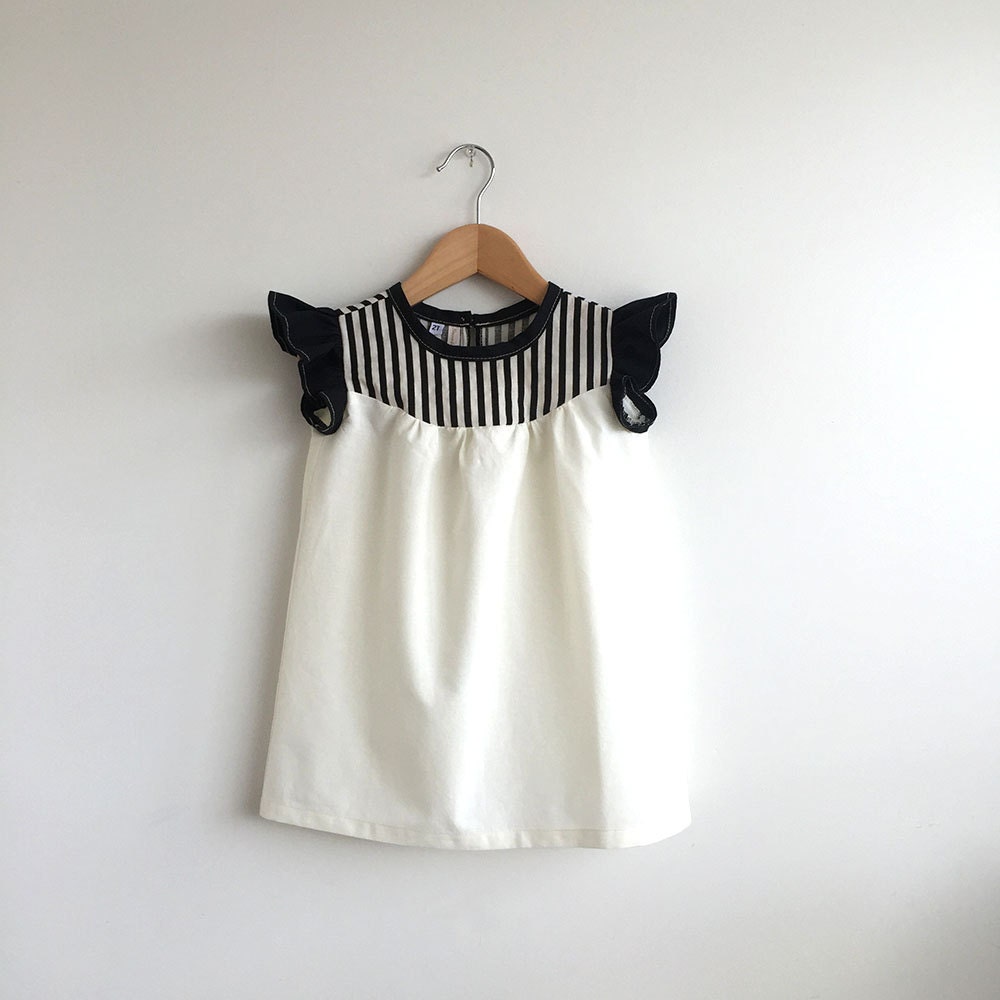 girls cotton dress with stripe detail