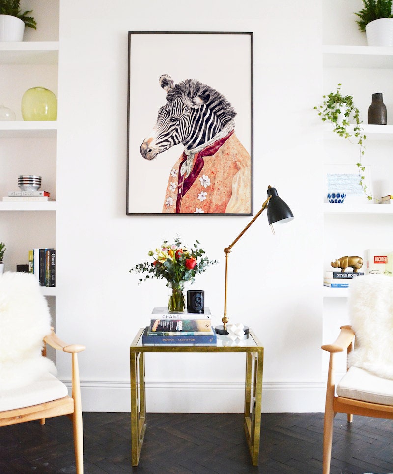 LARGE FRAMED Print Zebra Decor Animal Decor Framed art