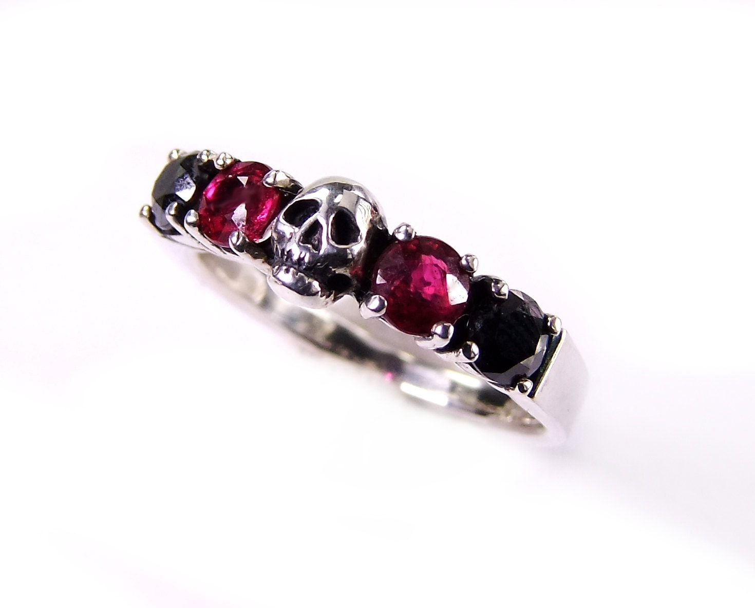 Black and red wedding rings