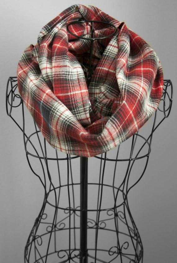 Red Plaid Flannel Infinity Scarf By ComfyCozyScarf On Etsy