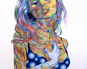Psychedelic painting Rainbow colouring colored pencil art Colorful drawing Lights art Blue yellow red art Bright color Rainbow drawing