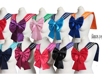Sailor Moon Costume Cosplay Senshi Adult Sailor Fuku / Seifuku (制服) Cosplay Sailor Collar and Front Bow