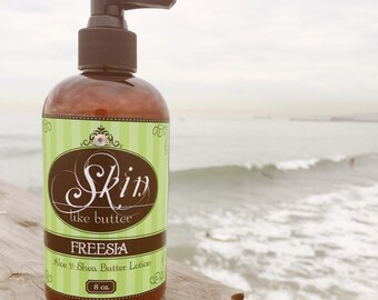Vegan Body Lotion // FREESIA // Thick like body butter // Available in an 8 oz bottle or jar // non-greasy // 25% off on your first order