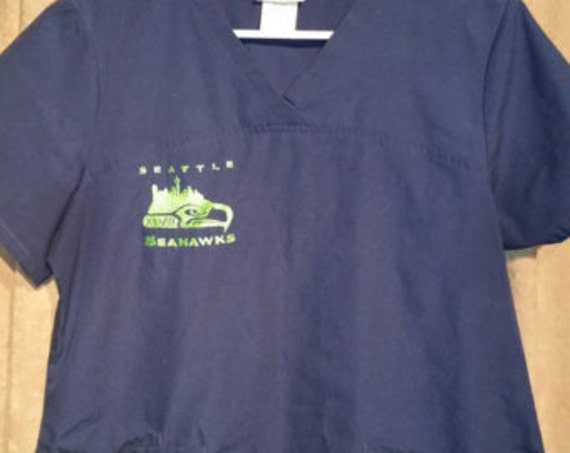 Seattle Seahawks Embroidered Scrub Tops by 12s4LifeDesigns on Etsy