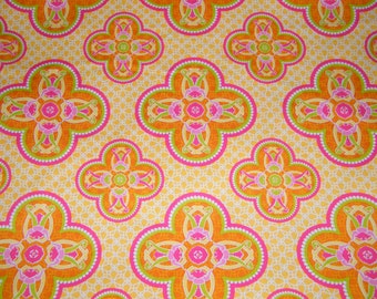 26 Inches Yellow, Orange, Fushia GRAND BALLROOM Print 100% Cotton Quilt Crafting Modkid Fabric by the PIECE