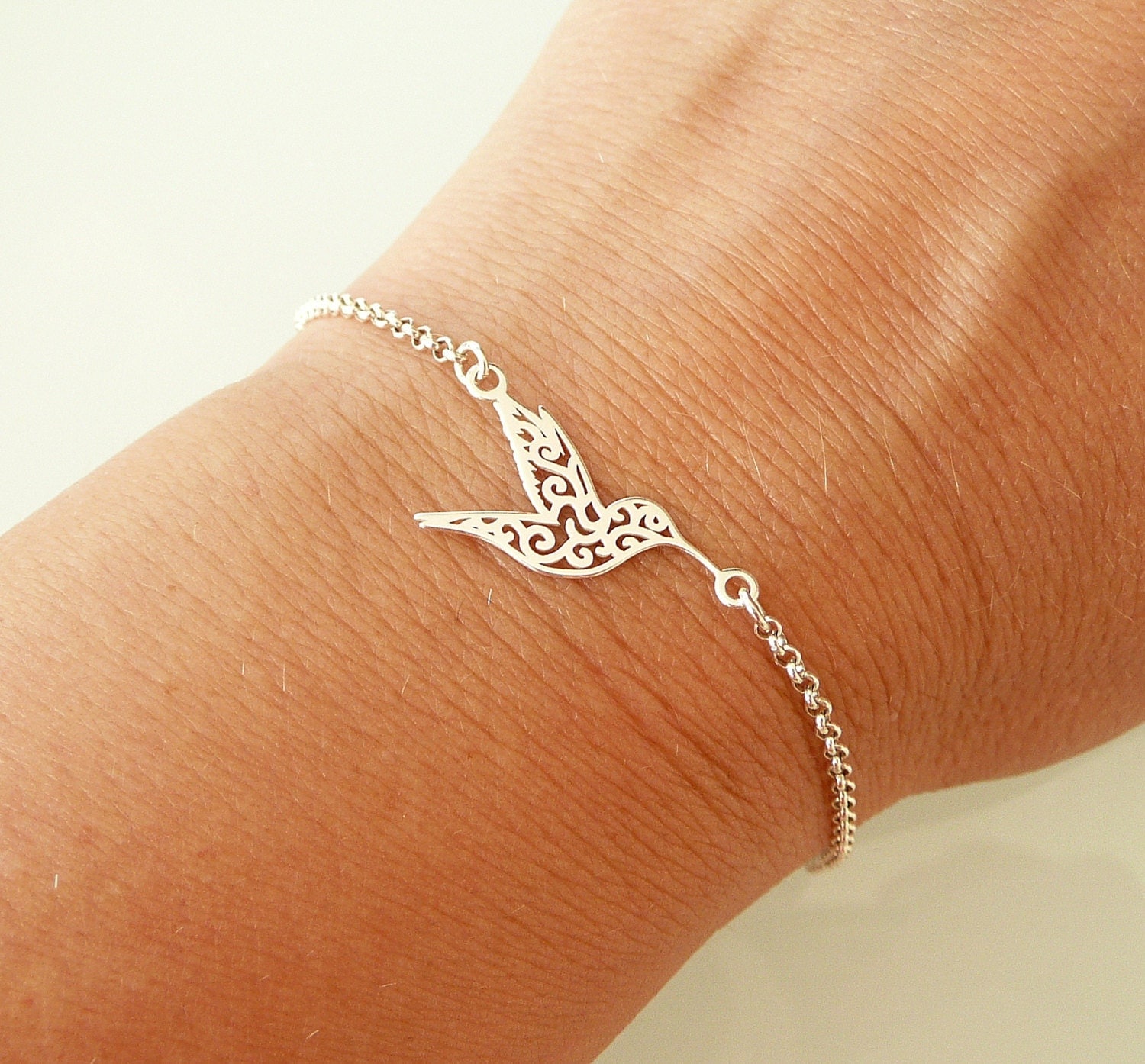 Sterling Silver Hummingbird Bracelet Tiny Hummingbird