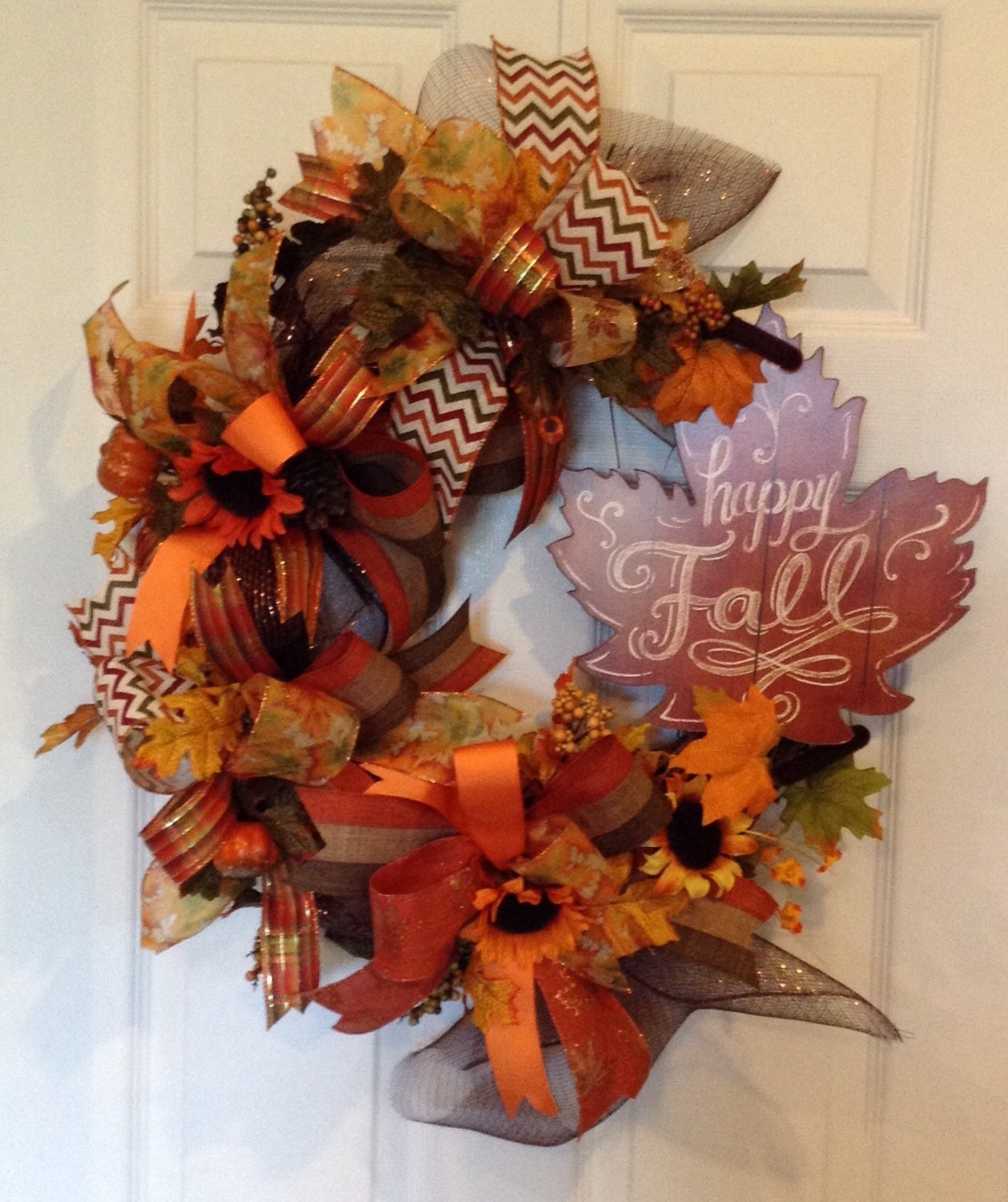Happy Fall Funky Bow Wreath Fall Outdoor Wreath Fall