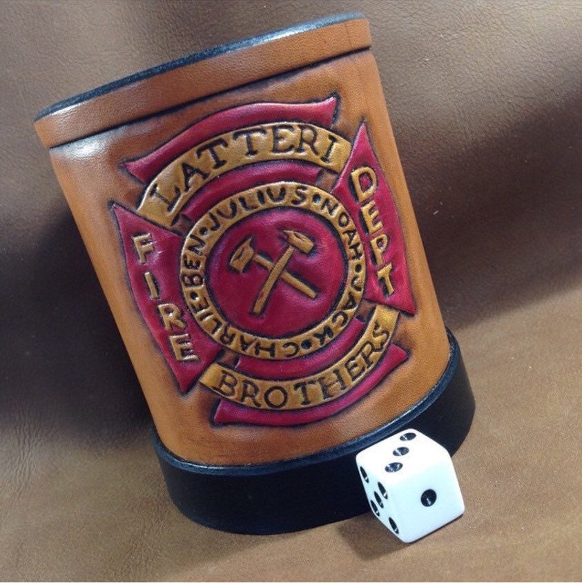 Leather Dice cups personalized and by SerinasCustomLeather on Etsy